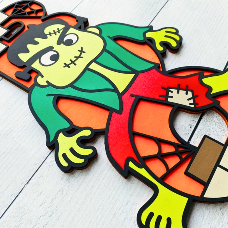 BOO Frankenstein Halloween Sign - Halloween Wall Decor