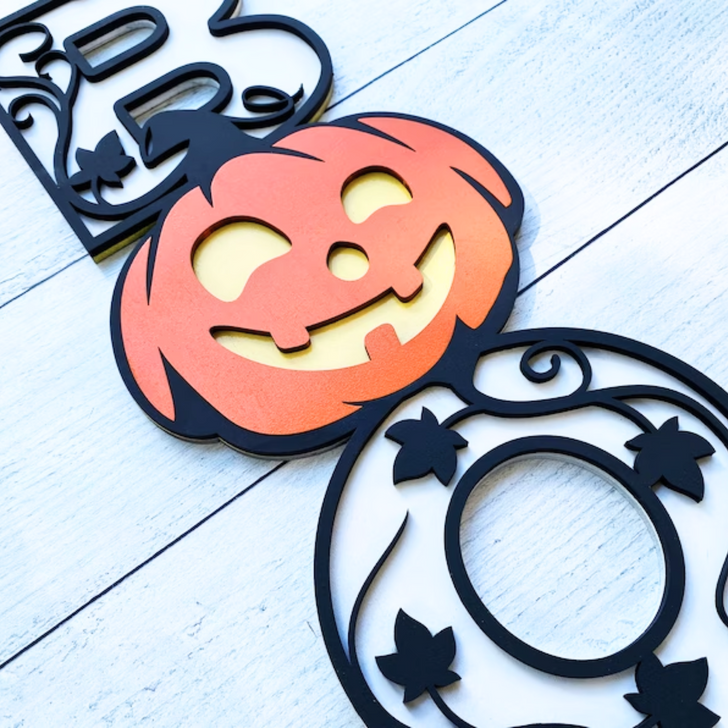 BOO Jack-O-Lantern Pumpkin Sign - Whimsical Halloween Decor
