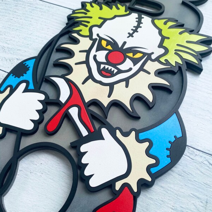 BOO Scary Clown Halloween Sign - Creepy Halloween Wall Art