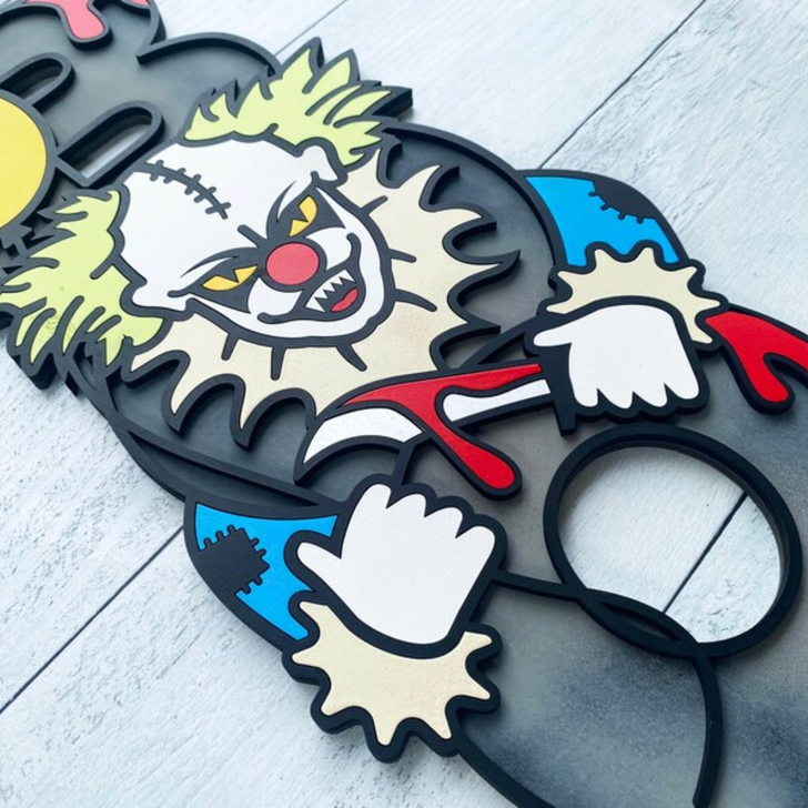 BOO Scary Clown Halloween Sign - Creepy Halloween Wall Art