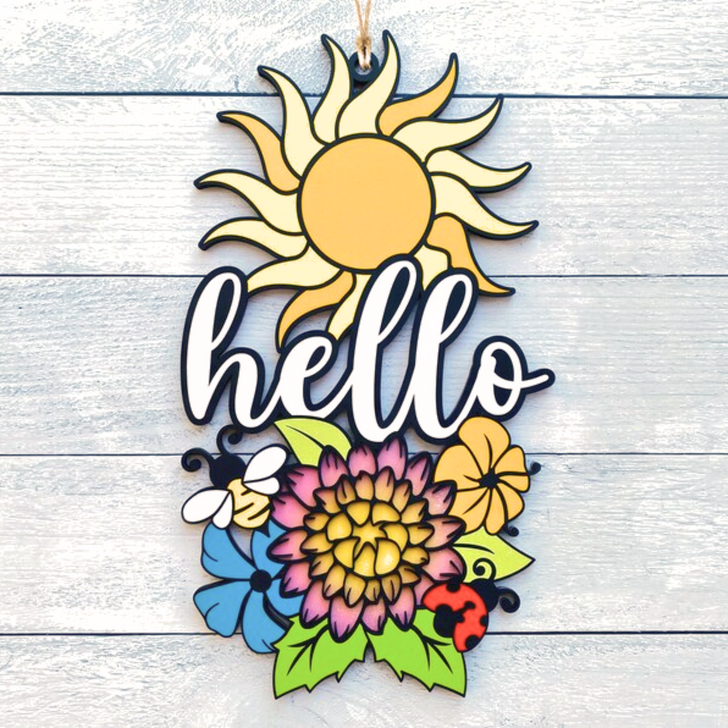 Hello Summer Seasons Hanging Sign