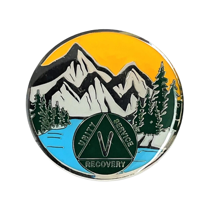 AA Mountains Sobriety Anniversary Coin