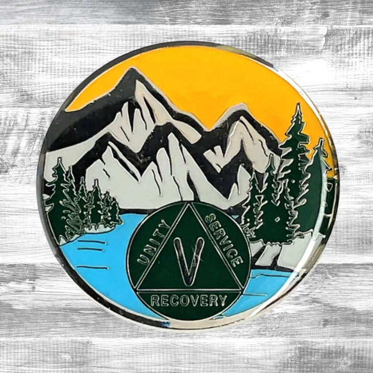 AA Mountains Sobriety Anniversary Coin