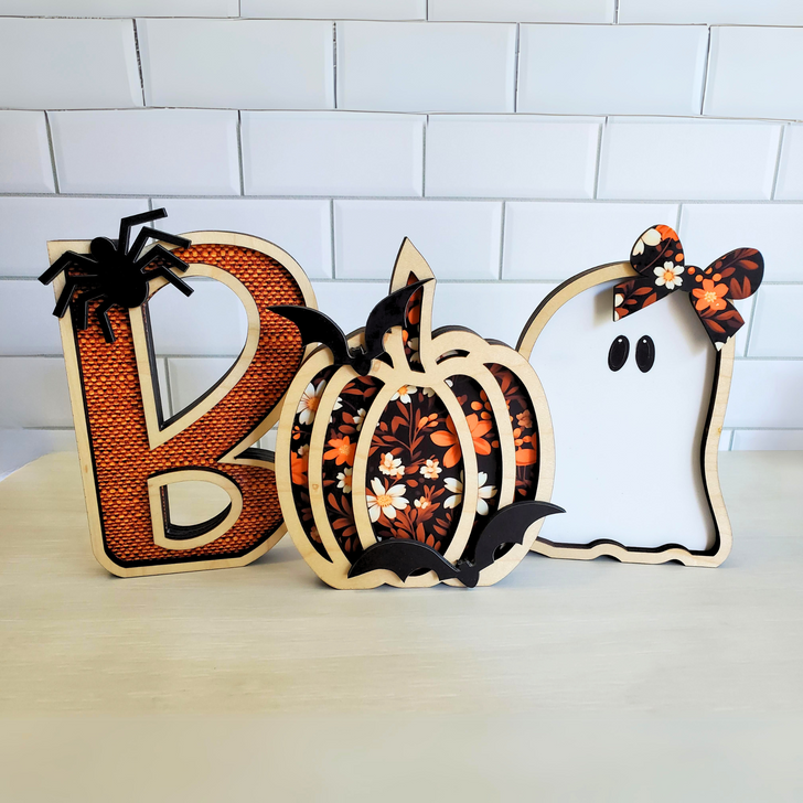 BOO Cute Halloween Shelf Sitter Set - Halloween Home Decor