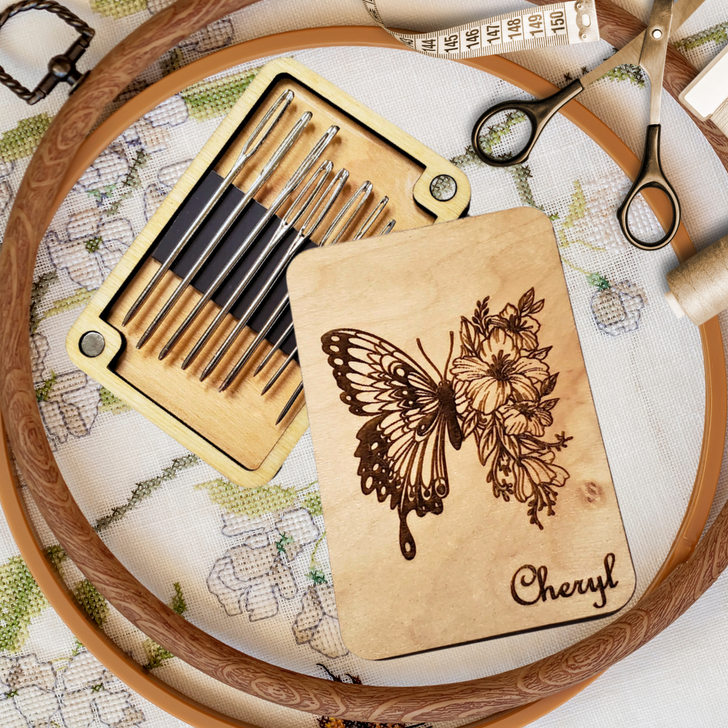 Floral Butterfly Magnetic Needle Minder Storage Case
