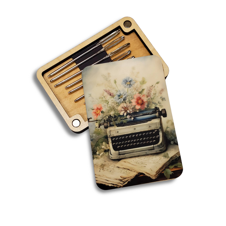 Needle Minder Storage Case | Vintage Typewriter