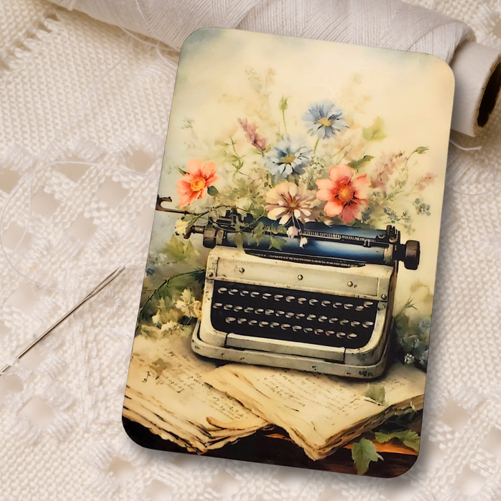 Needle Minder Storage Case - Vintage Typewriter