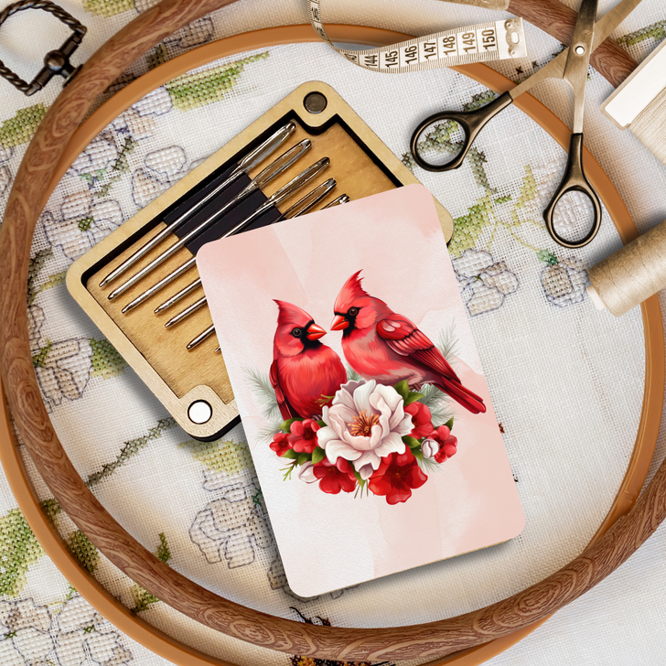 Needle Minder Storage Case | Floral Cardinals