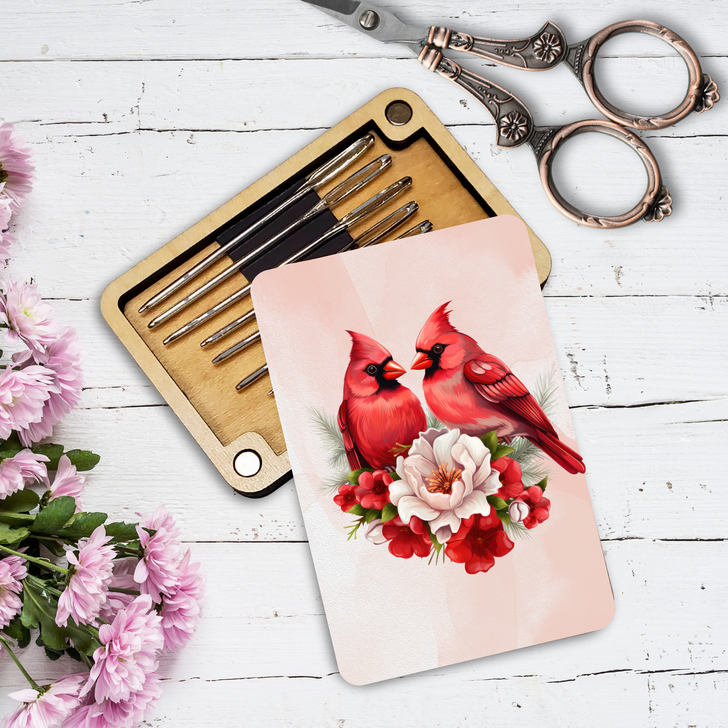 Magnetic Needle Minder Storage Case - Floral Cardinals