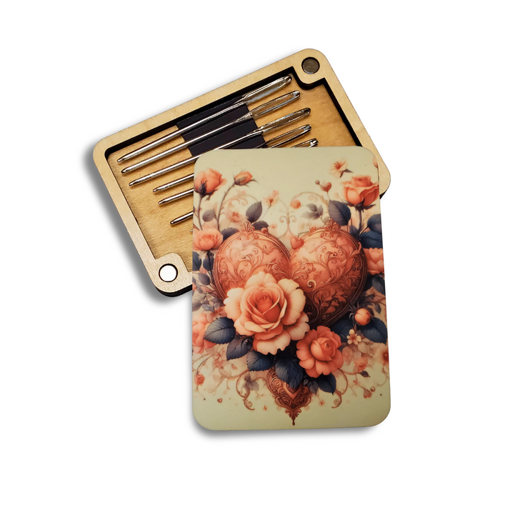 Needle Minder Storage Case | Vintage Roses Heart
