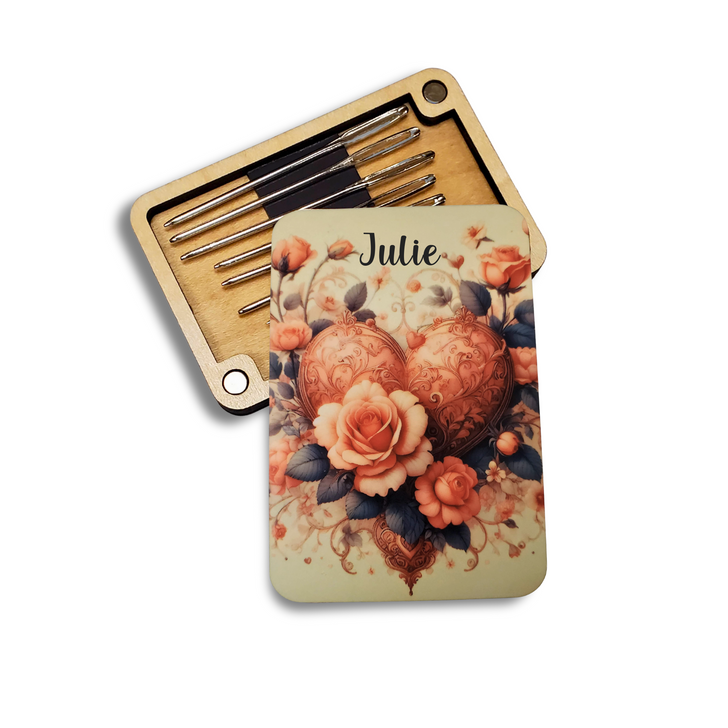 Needle Minder Storage Case | Vintage Roses Heart