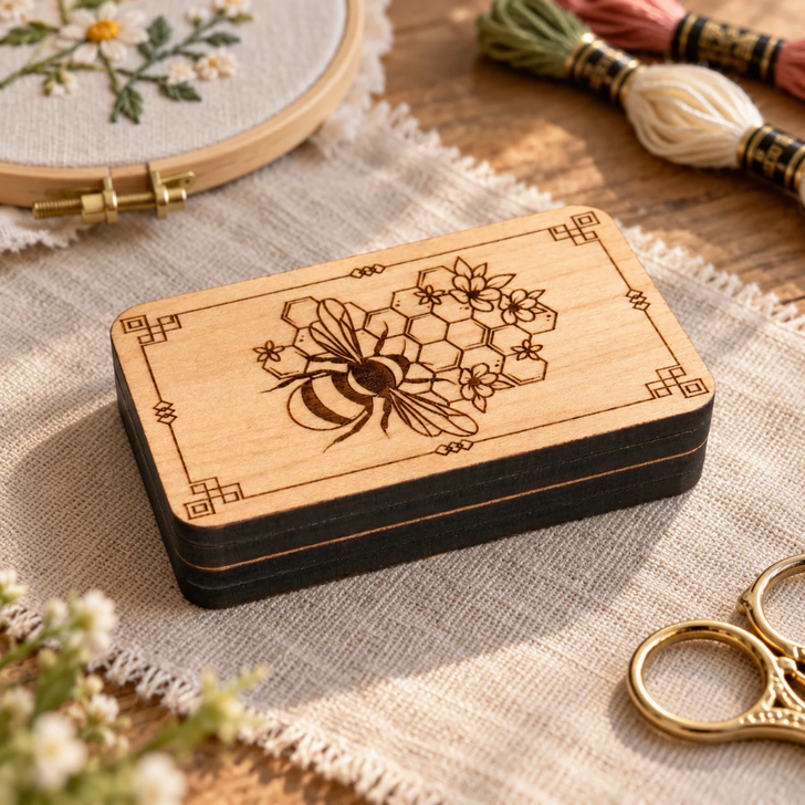 Magnetic Needle Minder Storage Case - Honeycomb Bee