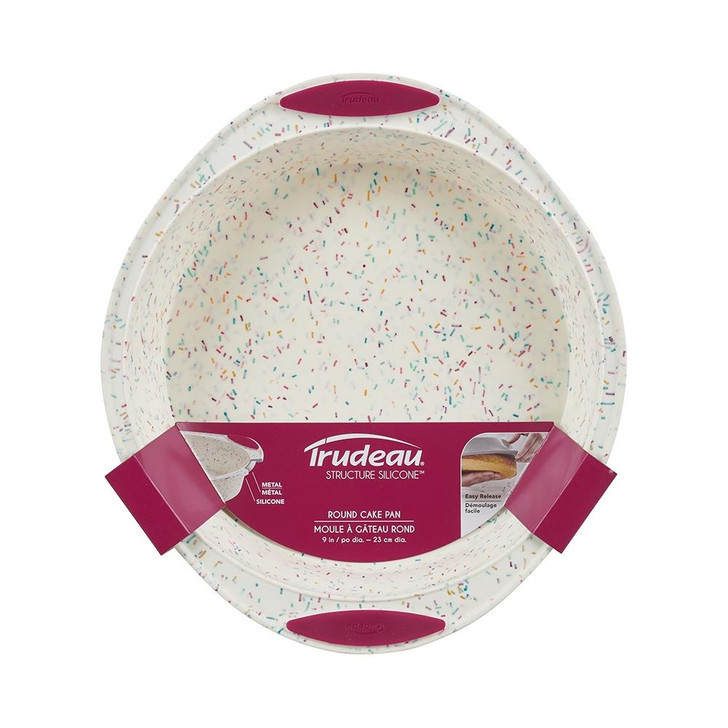 Trudeau White Confetti Round Cake Pan 9"