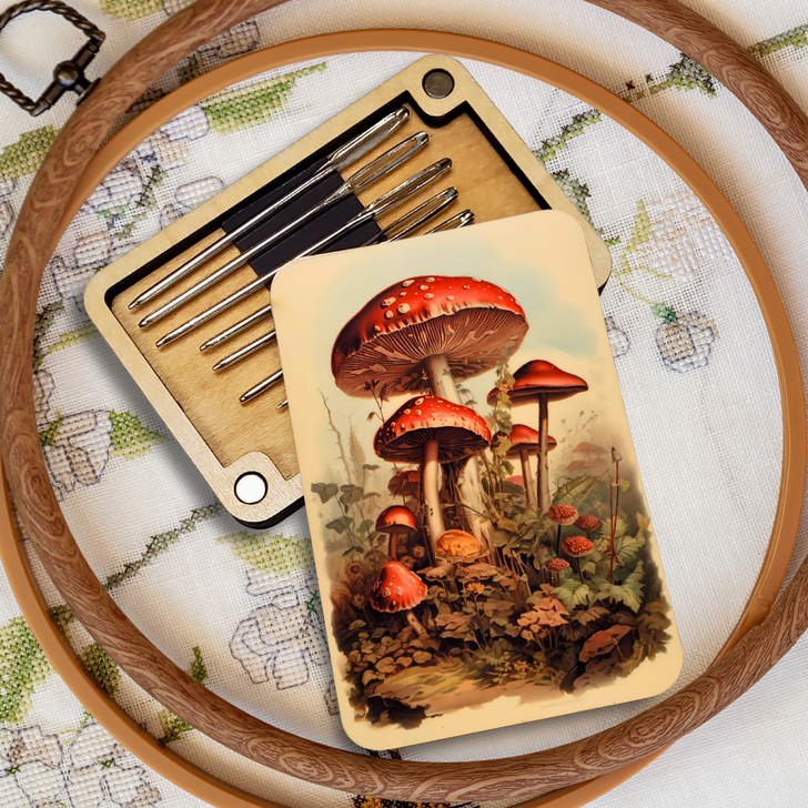 Needle Minder Storage Case | Vintage Mushrooms