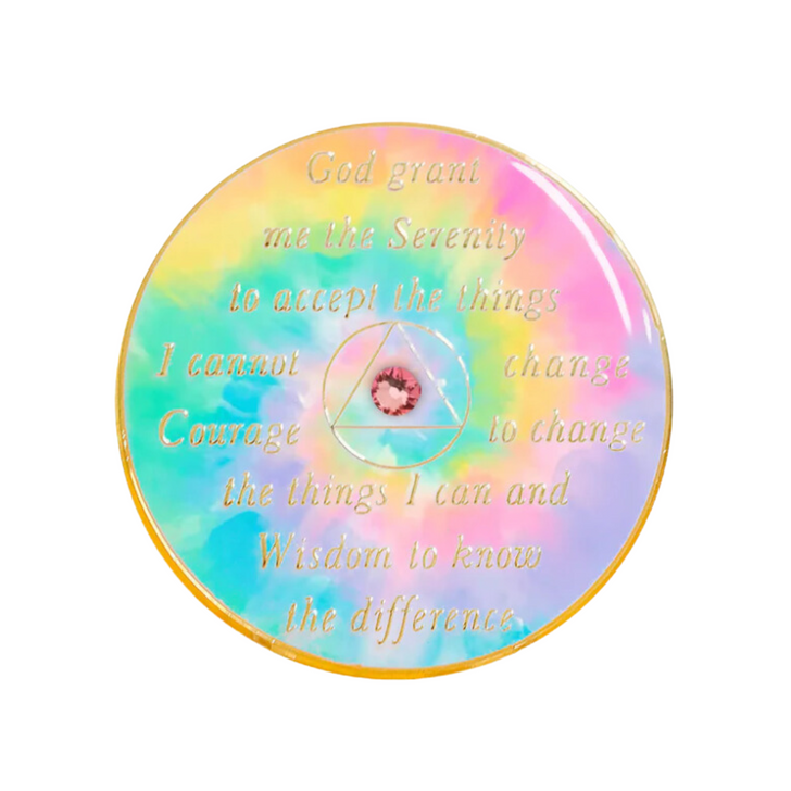 AA Crystallized Psychedelic Change Light Rose Coin Medallion