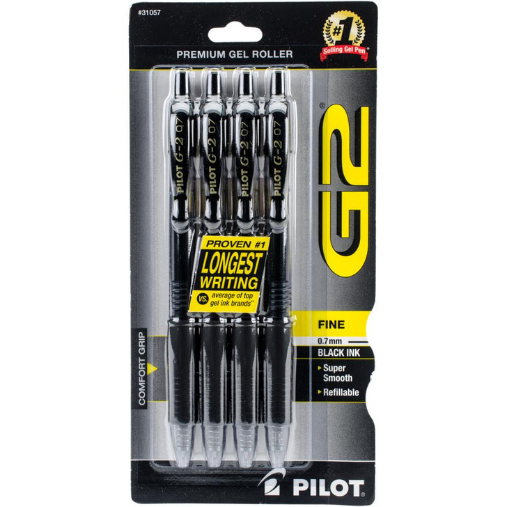 Pilot G2 Premium Gel Roller Pens Fine .7mm 4/Pkg