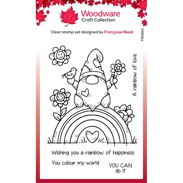 Woodware Clear Stamps | Rainbow Gnome