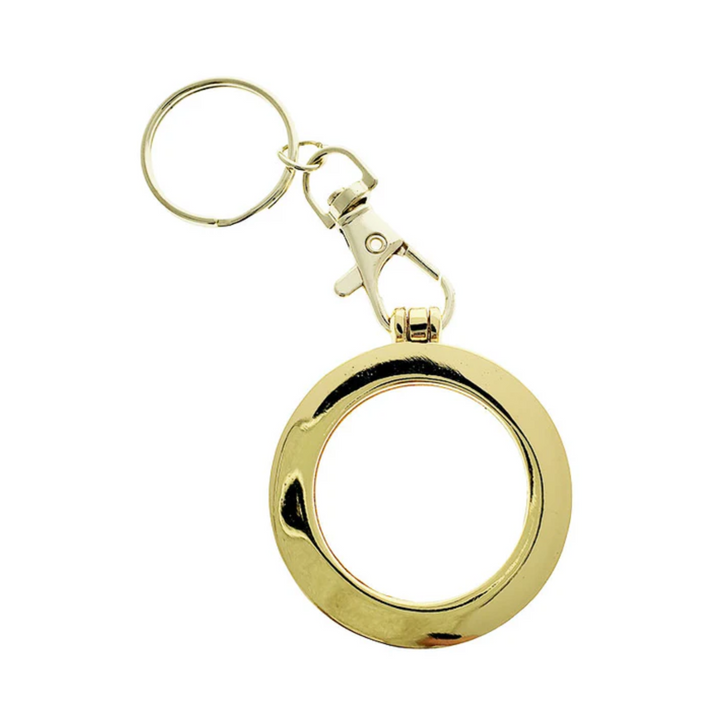 Gold Tone Hinged Key Chain Medallion Holder