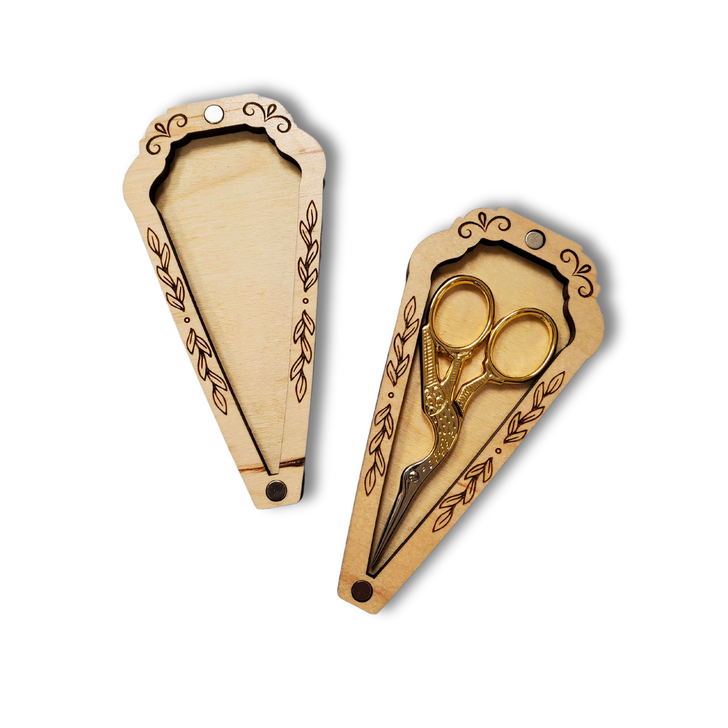 Wooden Embroidery Scissor Case - Handmade Sewing Scissors Storage Box