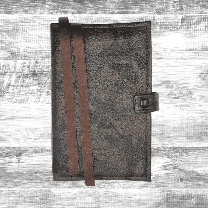 AA Big Book & 12 & 12 Regular Print Leather Camo Double Book Cover – Alcoholics Anonymous Recovery Gift