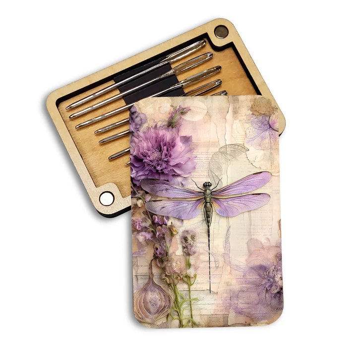 Magnetic Needle Minder Storage Case - Purple Dragonfly