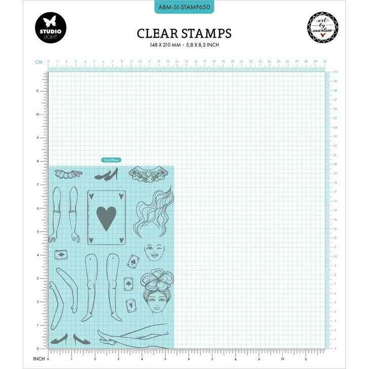 Studio Light Art By Marlene Signature Collection Clear Stamps | Nr. 650, Playing Card Women