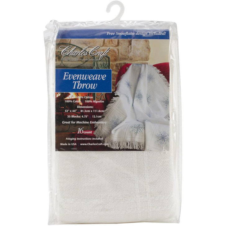 Charles Craft Evenweave Throw 32"X44" | White 16 Count