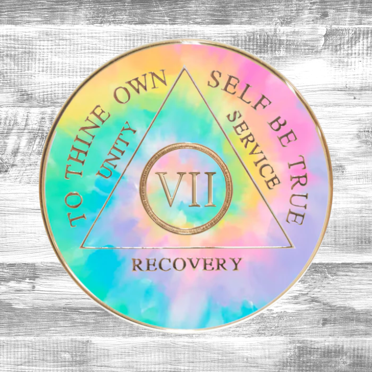 AA Psychedelic Change Sobriety Anniversary Coin
