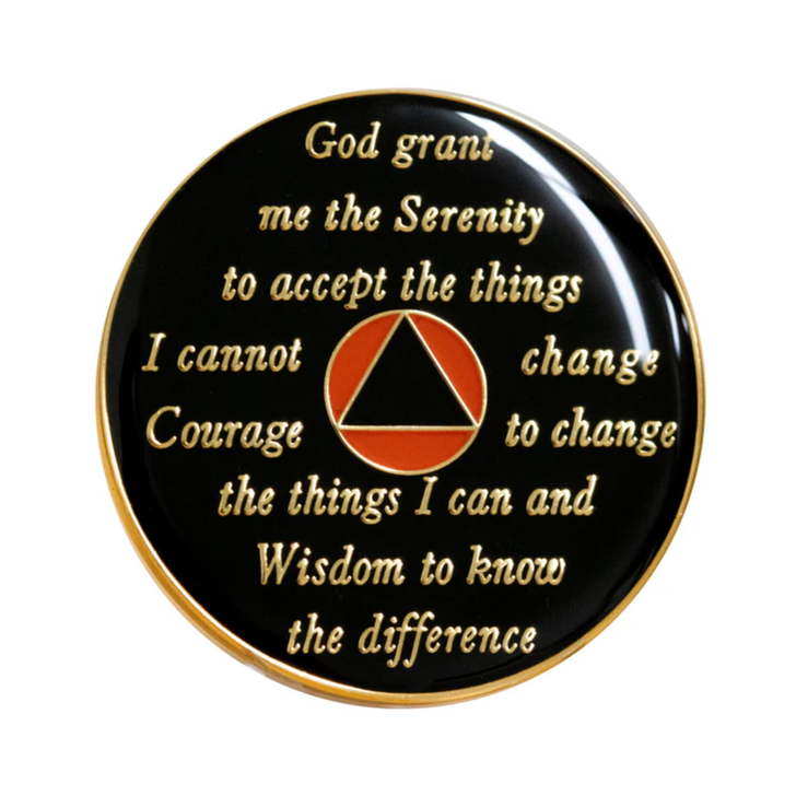 Alcoholics Anonymous Black & Orange Sobriety Anniversary Coin