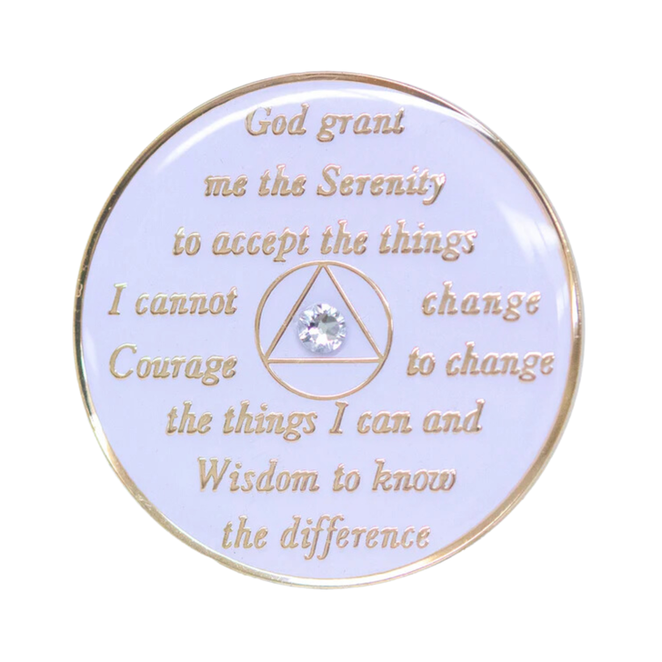 AA Transgender Flag White Crystal Sobriety Anniversary Coin