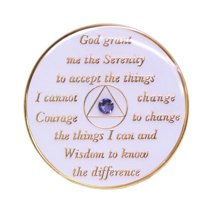 AA Bisexual Flag White Crystal Sobriety Anniversary Coin