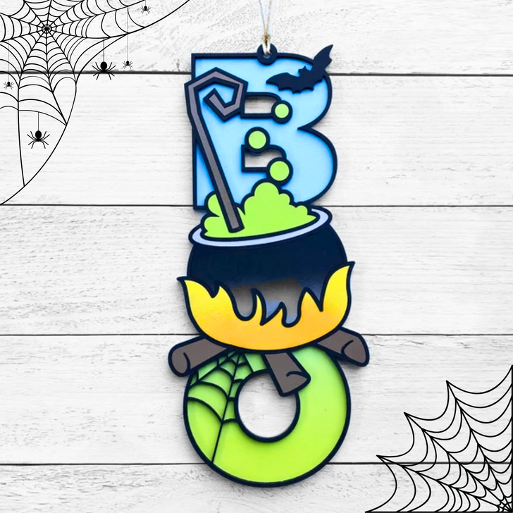 BOO Cauldron Halloween Sign - Witchy Home Decor