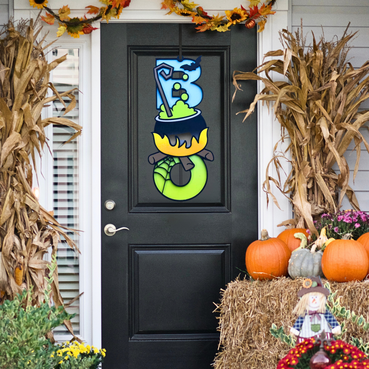 BOO Cauldron Halloween Sign - Witchy Home Decor