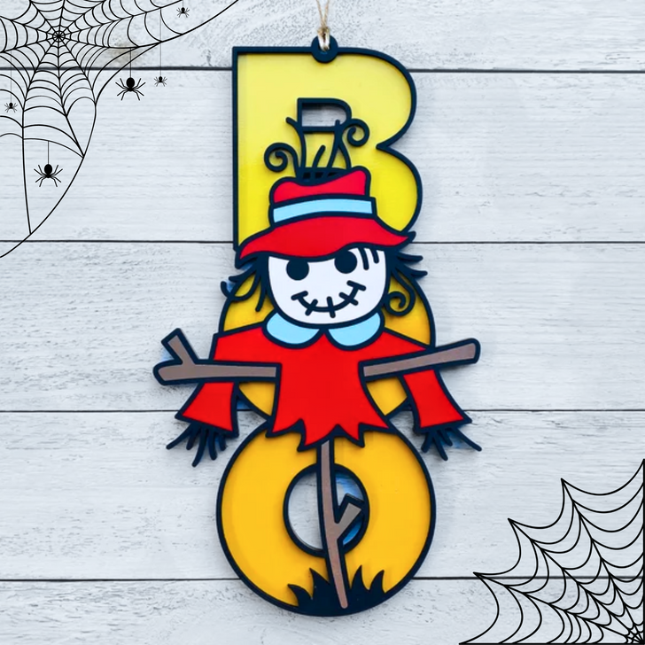 BOO Scarecrow Halloween Sign - Seasonal Wall Art