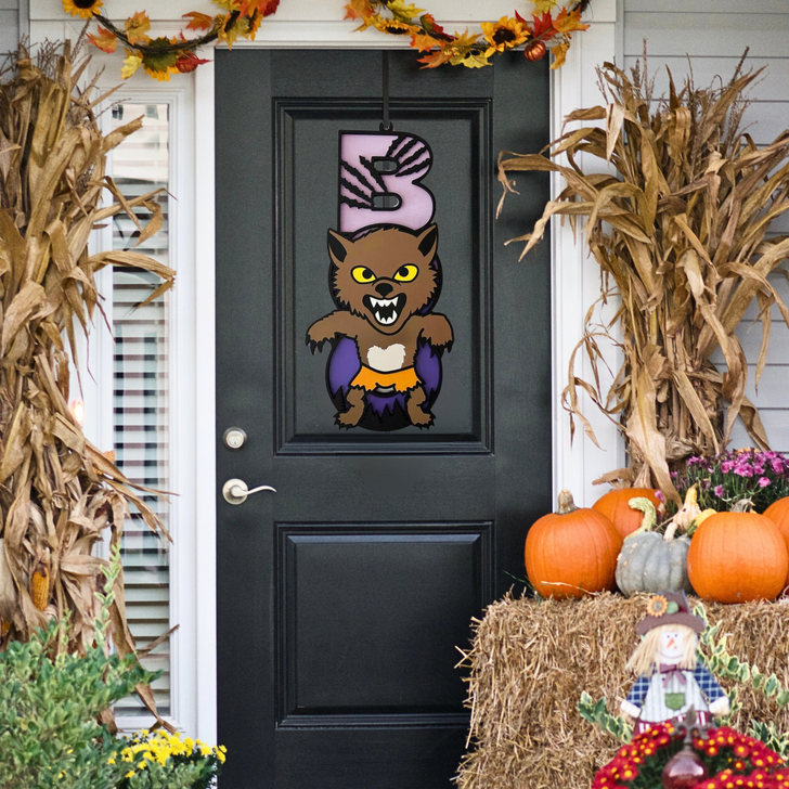 BOO Cute Werewolf Halloween Sign - Whimsical Halloween Wall Decor