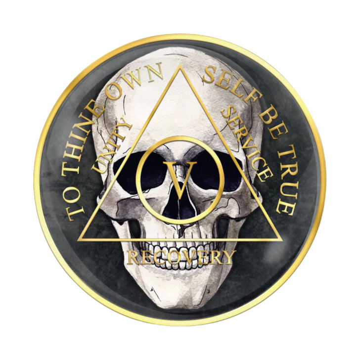 AA Skull Sobriety Anniversary Coin