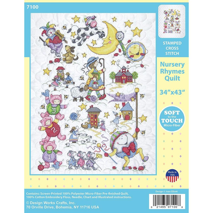 Design Works Stamped Cross Stitch Kit | Nursery Rhymes Quilt