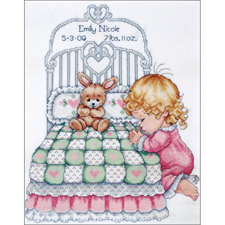Tobin Baby Bedtime Prayer Girl Birth Sampler Counted Cross Stitch Kit