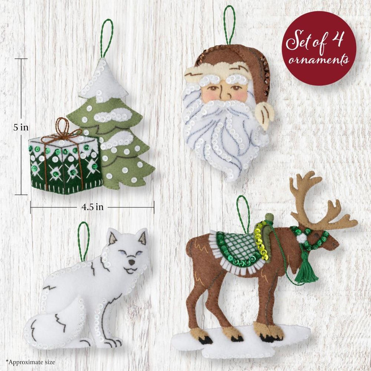 Bucilla Nordic Noel Felt Applique Ornaments Kit 4/Pkg