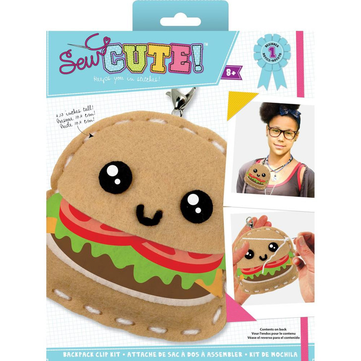 American Crafts Burger Sew Cute Backpack Clip Sewing Kit