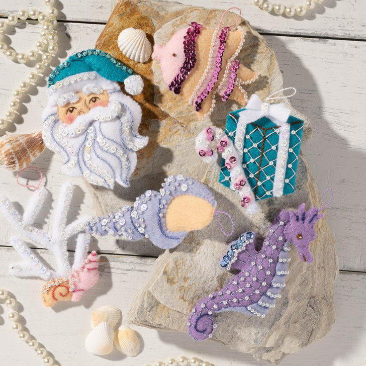 Bucilla Santa's Sea Life Felt Applique Ornaments Kit 6/Pkg