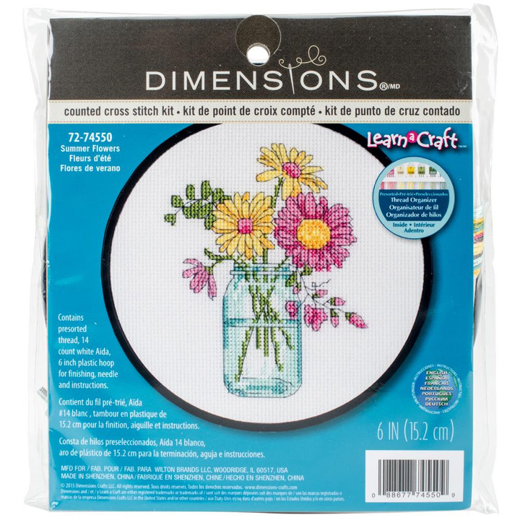 Dimensions Learn-A-Craft Counted Cross Stitch Kit | Summer Flowers