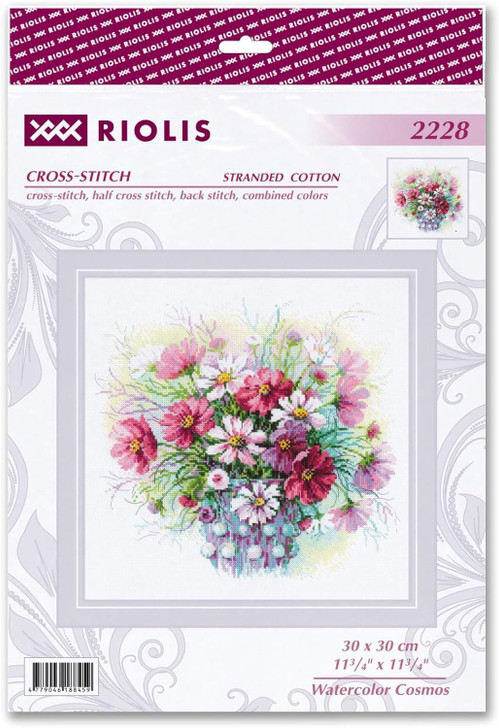 RIOLIS Counted Cross Stitch Kit | Watercolor Cosmos
