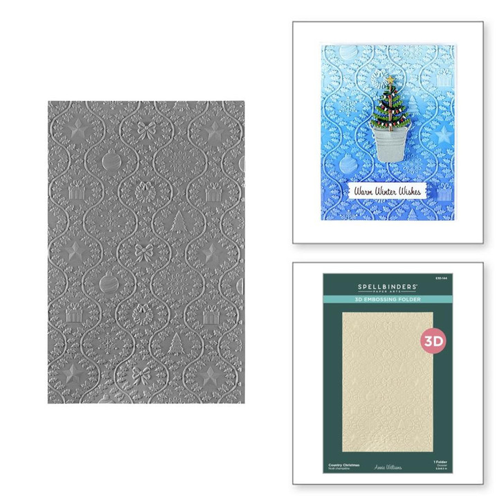 Spellbinders 3D Embossing Folder | Country Christmas