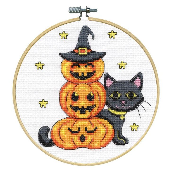 Design Works Counted Cross Stitch Kit | Cat With Pumpkins