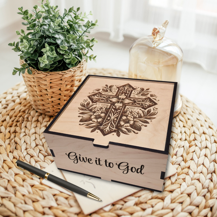 Give it to God Prayer Box | Floral Cross