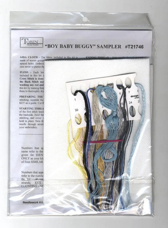 Tobin Baby Counted Cross Stitch Kit | Boy Baby Buggy Birth Record