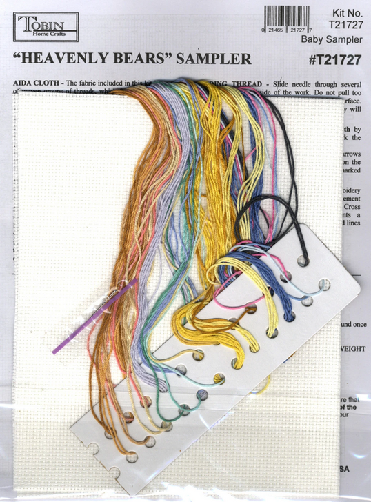 Tobin Baby Heavenly Bears Birth Sampler Counted Cross Stitch Kit