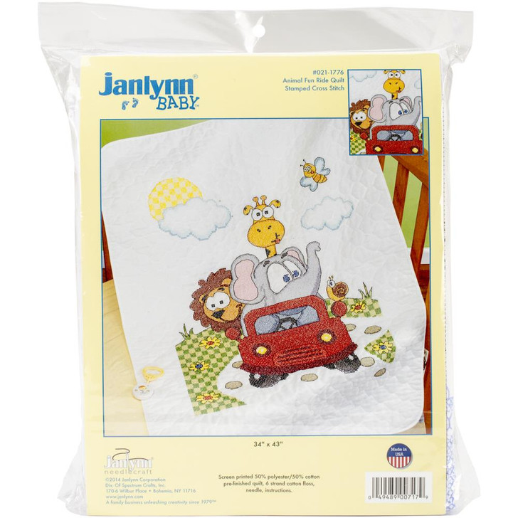 Janlynn Animal Fun Stamped Cross Stitch Quilt Kit