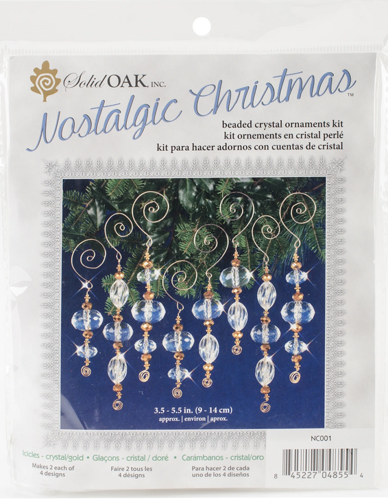 Nostalgic Christmas Beaded Crystal Ornament Kit | Crystal/Gold Icicles